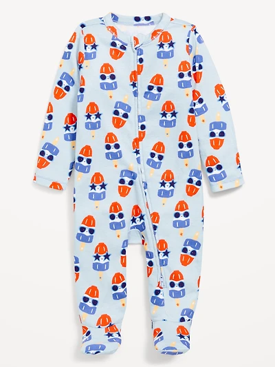 Printed 2-Way-Zip Sleep & Play Footed One-Piece for Baby