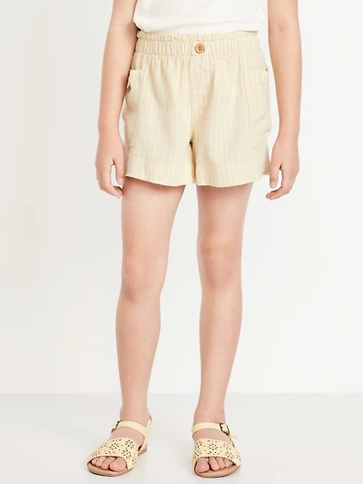 Printed Linen-Blend Utility Shorts for Girls