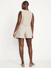 Extra High-Waisted Linen-Blend Taylor Trouser Shorts - 5-inch inseam