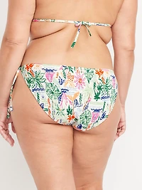 Mid-Rise Textured String Bikini Swim Bottoms