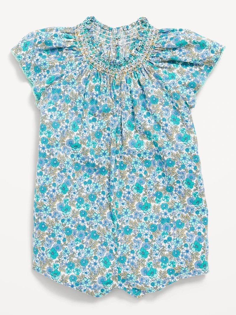 Printed Flutter-Sleeve One-Piece Romper for Baby