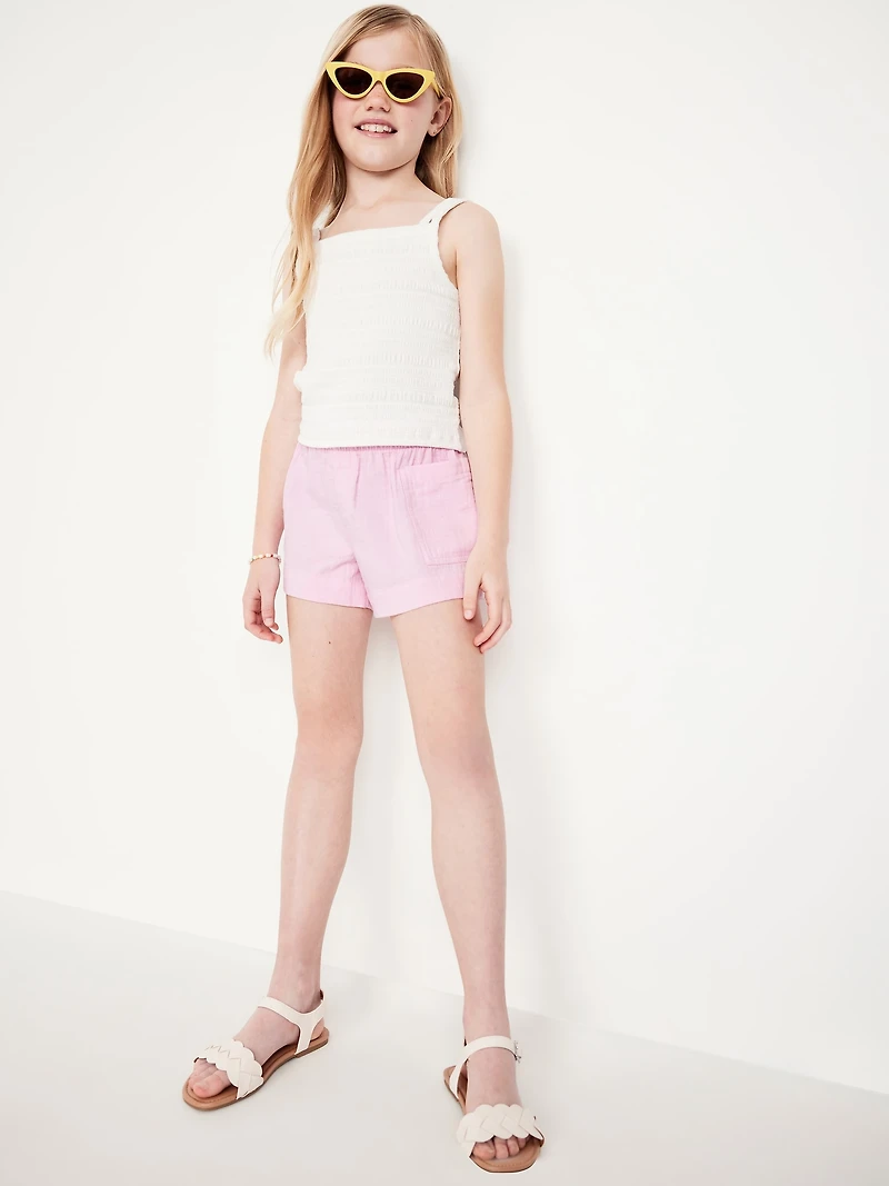 Loose Double-Weave Utility Shorts for Girls