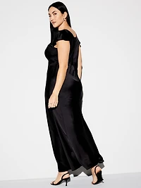 The Occasion by Old Navy Flutter-Sleeve Keyhole Satin Maxi Dress