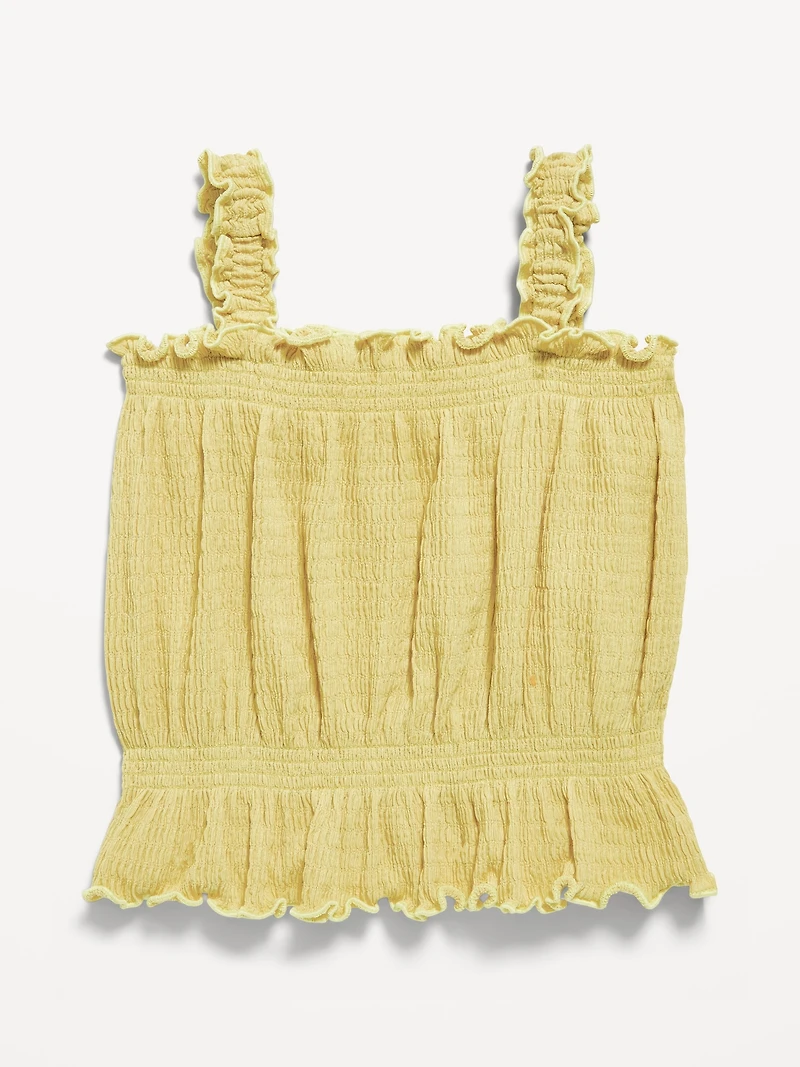 Sleeveless Crinkle Jacquard Peplum Tank Top for Toddler Girls