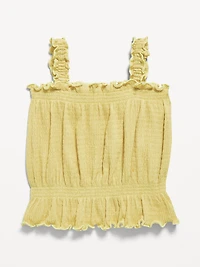 Sleeveless Crinkle Jacquard Peplum Tank Top for Toddler Girls