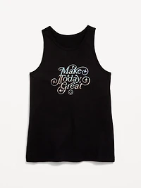 Fitted Graphic Back-Cutout Tank Top for Girls