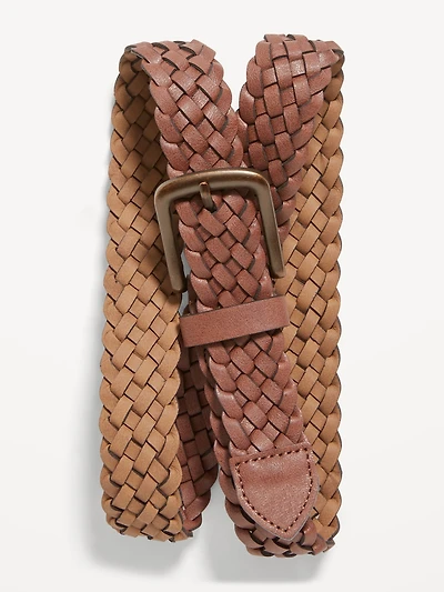 Braided Faux-Leather Belt for Men