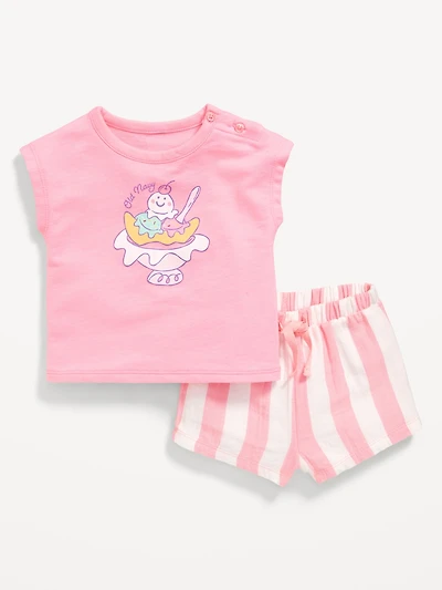 Graphic Top and Shorts Set for Baby