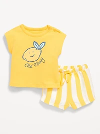 Logo-Graphic Top and Shorts Set for Baby