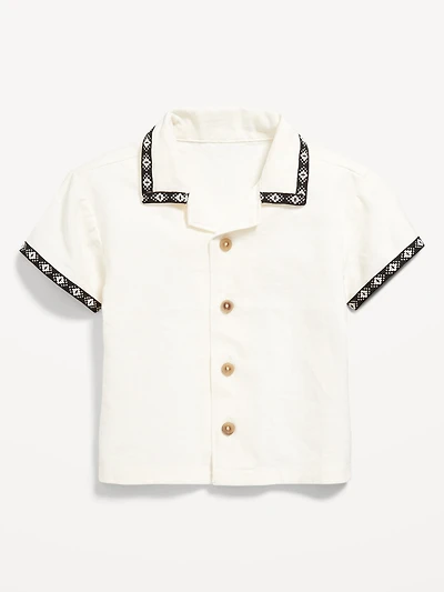 Short-Sleeve Linen-Blend Shirt for Baby