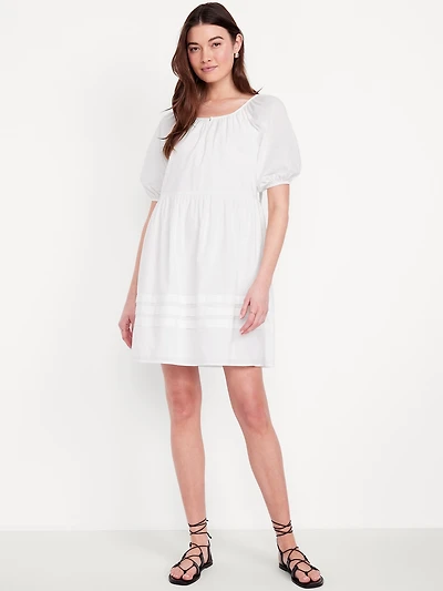 Pleated Mini Swing Dress