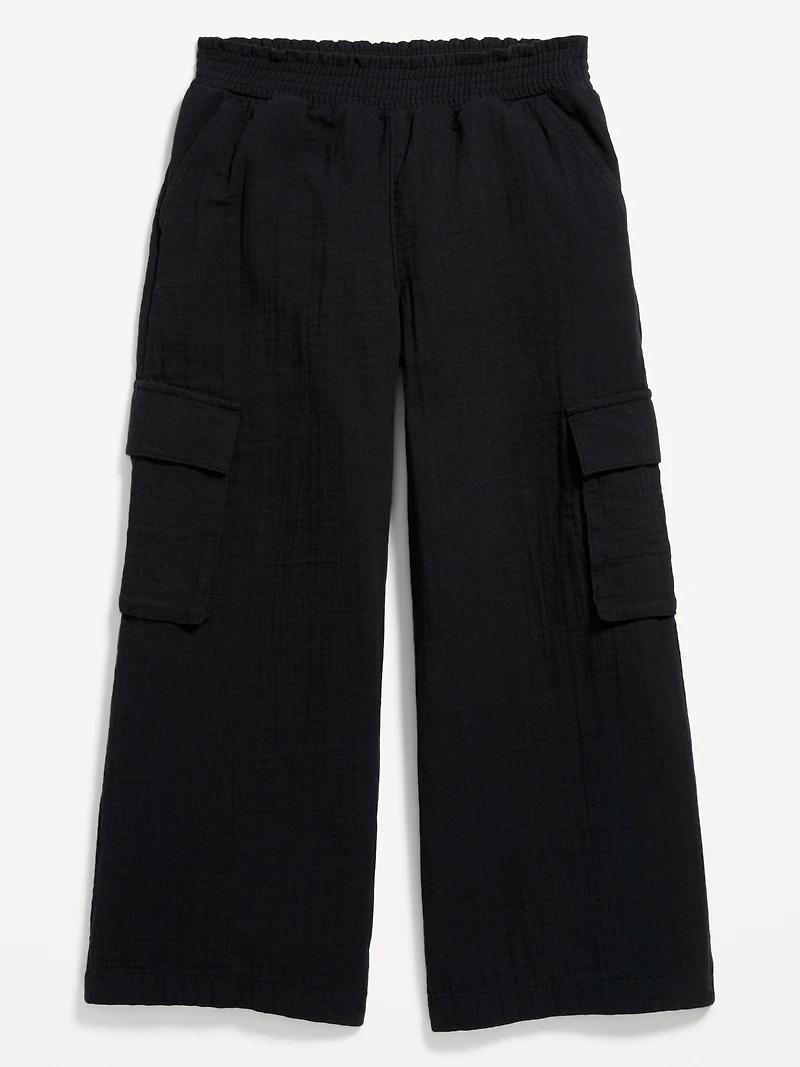 Double-Weave Wide-Leg Cargo Pants for Girls