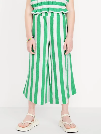 High-Waisted Pucker Wide-Leg Pants for Girls