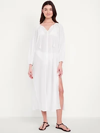 Long-Sleeve Gauze Kaftan
