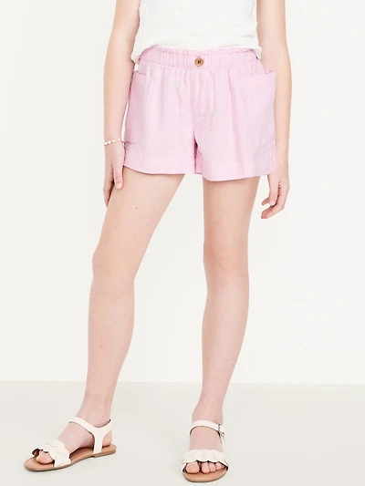 Loose Double-Weave Utility Shorts for Girls