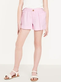 Loose Double-Weave Utility Shorts for Girls