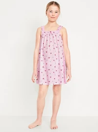 Printed Sleeveless Ruffle-Trim Nightgown for Girls