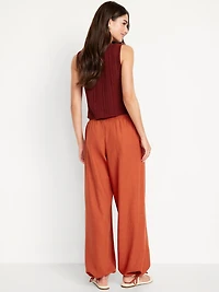Mid-Rise Linen-Blend Harem Pants