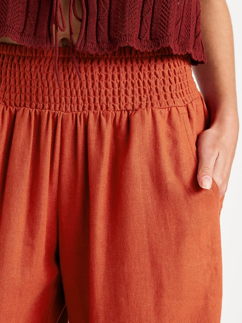 Mid-Rise Linen-Blend Harem Pants