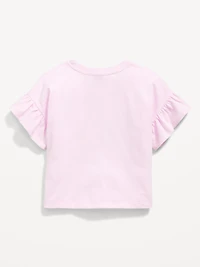 Ruffle-Sleeve Licensed Graphic T-Shirt for Toddler Girls