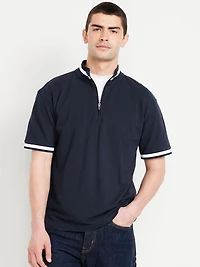 Mock-Neck Pique Quarter Zip