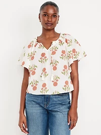 Flutter-Sleeve Tassel-Tie Top
