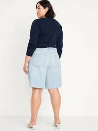 Mid-Rise Baggy Cut-Off Jean Bermuda Shorts -- 9-inch inseam