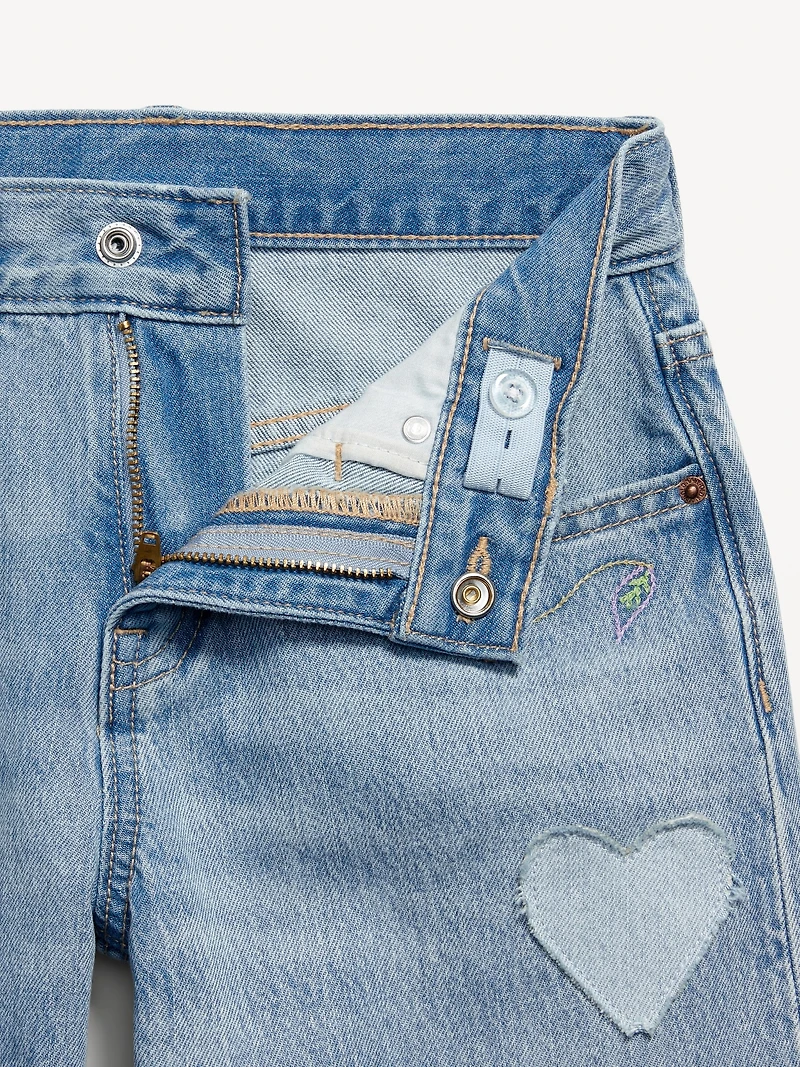 Super Baggy Wide-Leg Embroidered Jeans for Girls