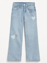 Super Baggy Wide-Leg Embroidered Jeans for Girls