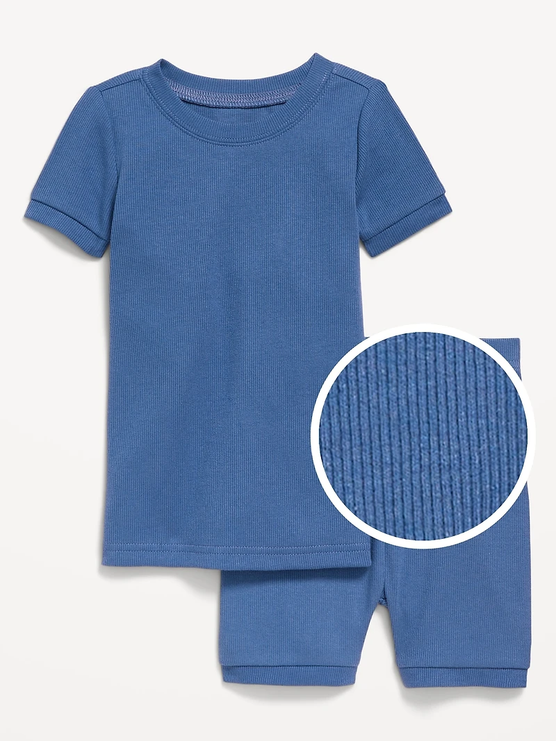 Snug-Fit Ribbed Pajama Set for Toddler & Baby