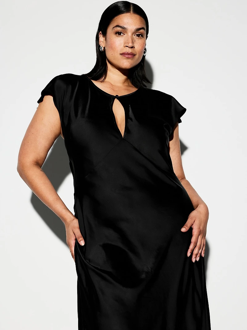 The Occasion by Old Navy Flutter-Sleeve Keyhole Satin Maxi Dress