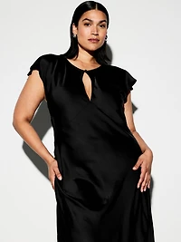 The Occasion by Old Navy Flutter-Sleeve Keyhole Satin Maxi Dress