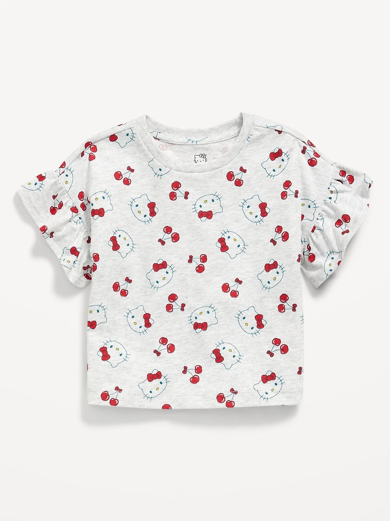 Ruffle-Sleeve Licensed Graphic T-Shirt for Toddler Girls