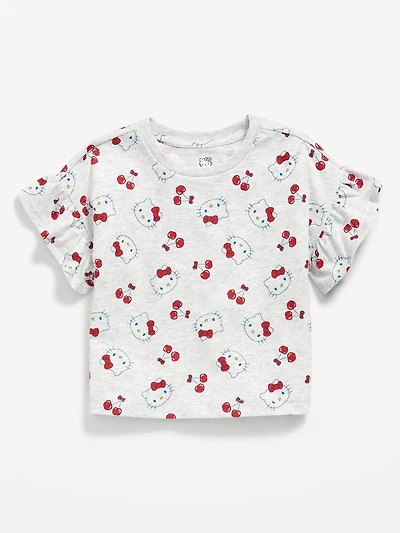 Ruffle-Sleeve Licensed Graphic T-Shirt for Toddler Girls