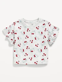 Ruffle-Sleeve Licensed Graphic T-Shirt for Toddler Girls