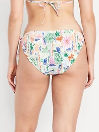 Mid-Rise Textured String Bikini Swim Bottoms