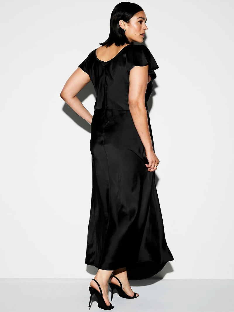 The Occasion by Old Navy Flutter-Sleeve Keyhole Satin Maxi Dress