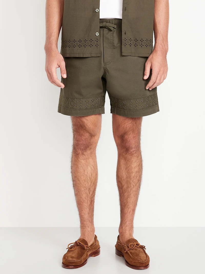 Eyelet-Hem Twill Shorts - 7-inch inseam
