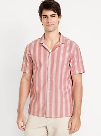 Short-Sleeve Striped Oxford Camp Shirt