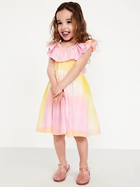 Sleeveless Ruffled Fit and Flare Dress for Toddler Girls