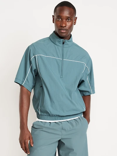 Short-Sleeve Nylon Half-Zip Top