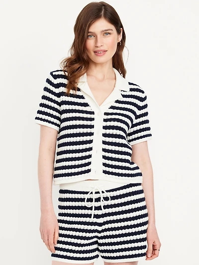 Button-Down Crochet Sweater