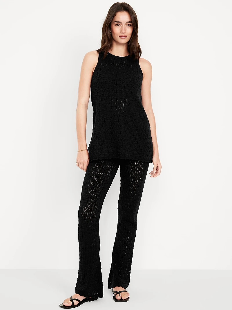 High-Waisted Crochet Flare Pants