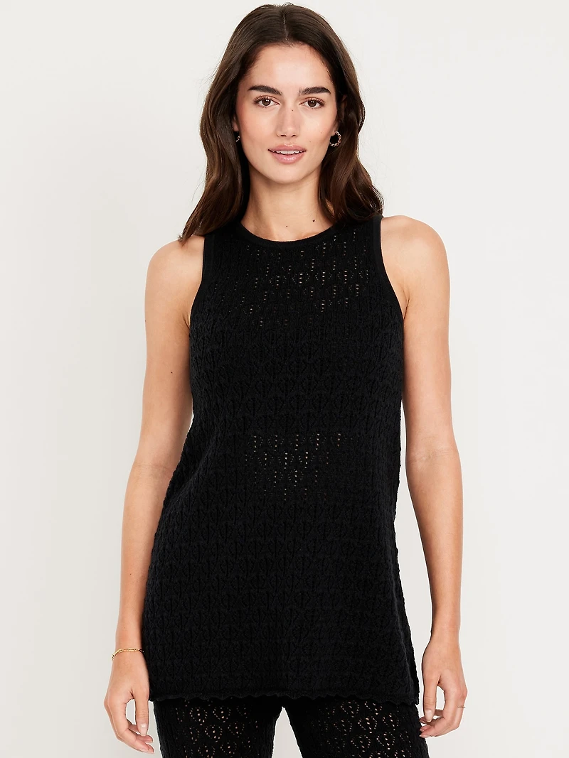 Sleeveless Crochet Tunic Sweater