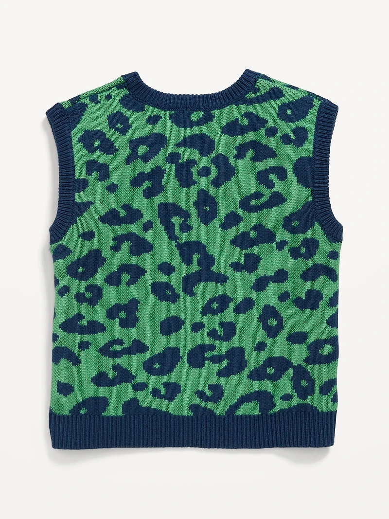 Printed Oversized Sweater Vest for Toddler Boys