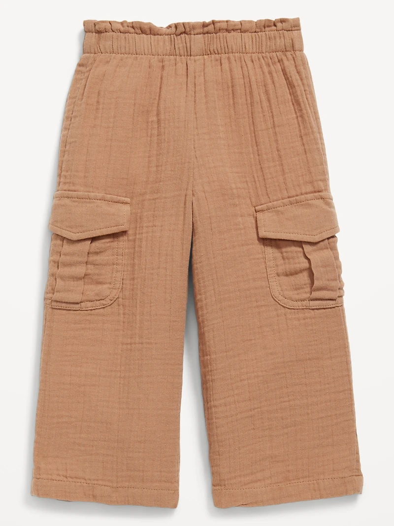 Double-Weave Wide-Leg Cargo Pants for Toddler Girls