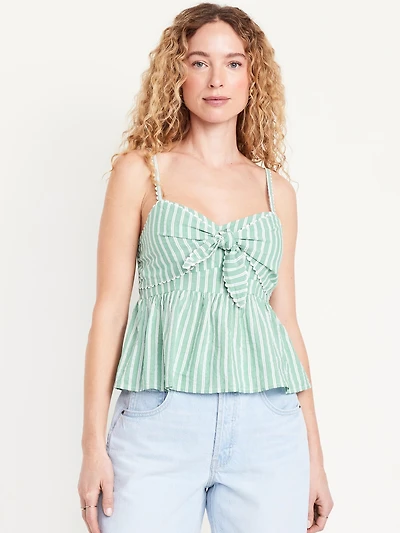 Fit & Flare Seersucker Peplum Top