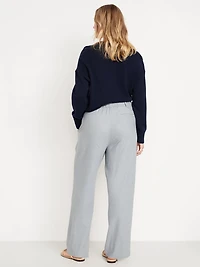 Extra High-Waisted Linen-Blend Taylor Wide-Leg Trouser Pants