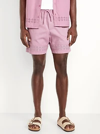 Eyelet-Hem Twill Shorts -- 7-inch inseam
