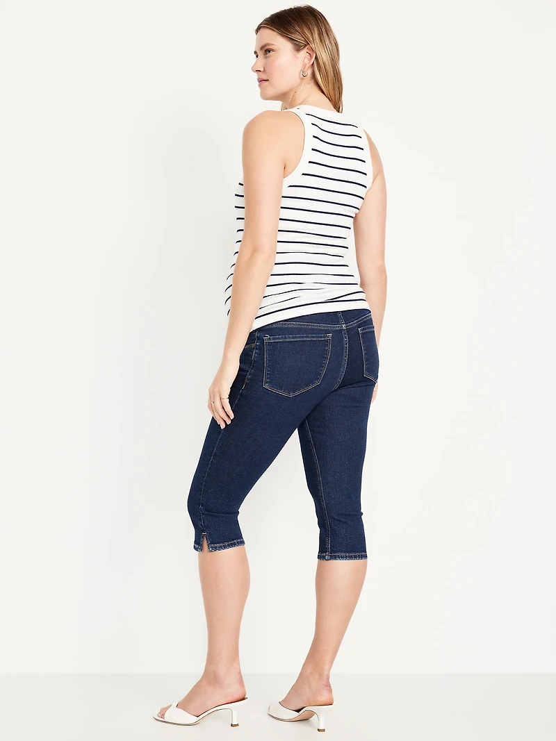 Maternity Rollover-Panel Slim Capri Jeans